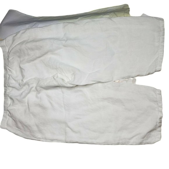 J. Jill Women's Size L Wide Leg Beach Comber 100% Linen Pants White Pockets - Picture 5 of 9